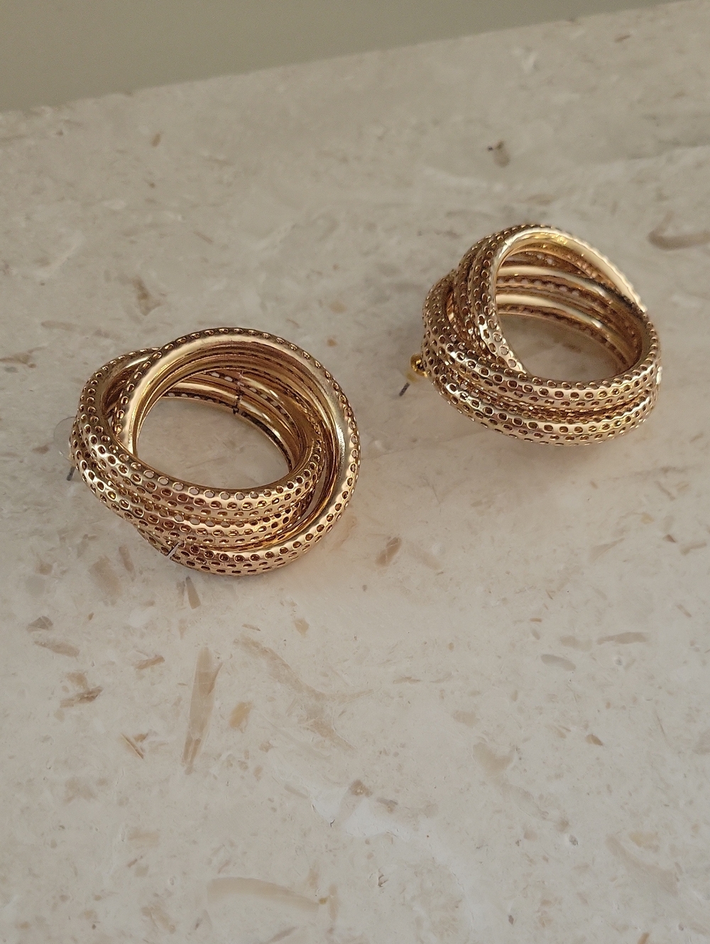 Large Rose Gold-Tone Knotted Hoop Earrings - Elegant Women's Jewelry